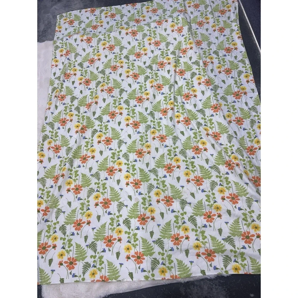 VTG Vera Neumann Fern Orange Rectangle  Floral MCM Tablecloth 60